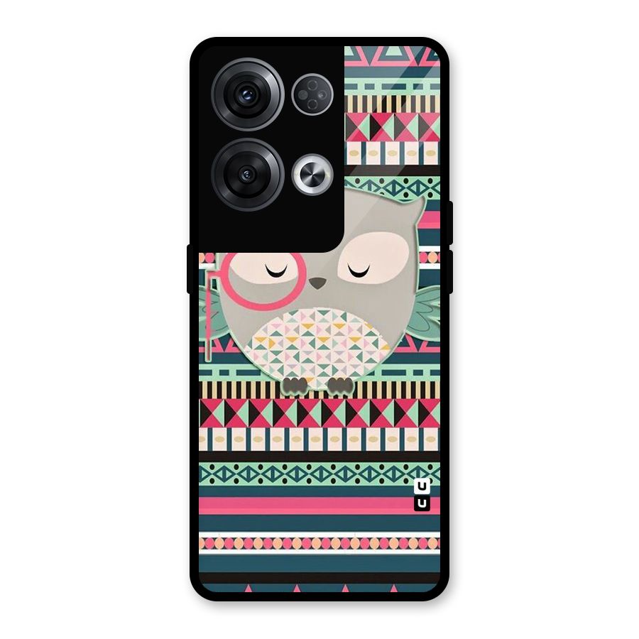 Owl Cute Pattern Glass Back Case for Oppo Reno8 Pro 5G