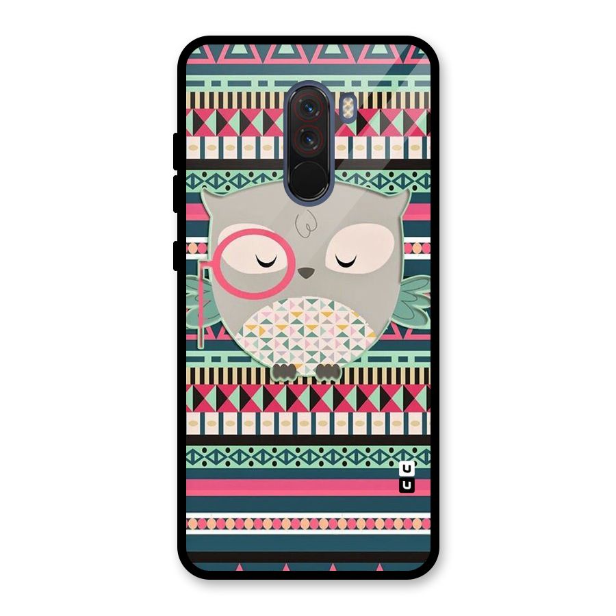 Owl Cute Pattern Glass Back Case for Poco F1