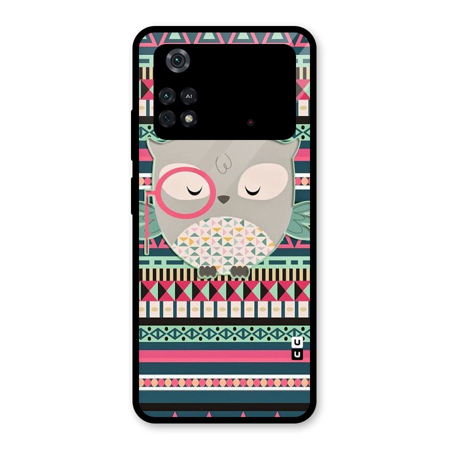 Owl Cute Pattern Glass Back Case for Poco M4 Pro 4G