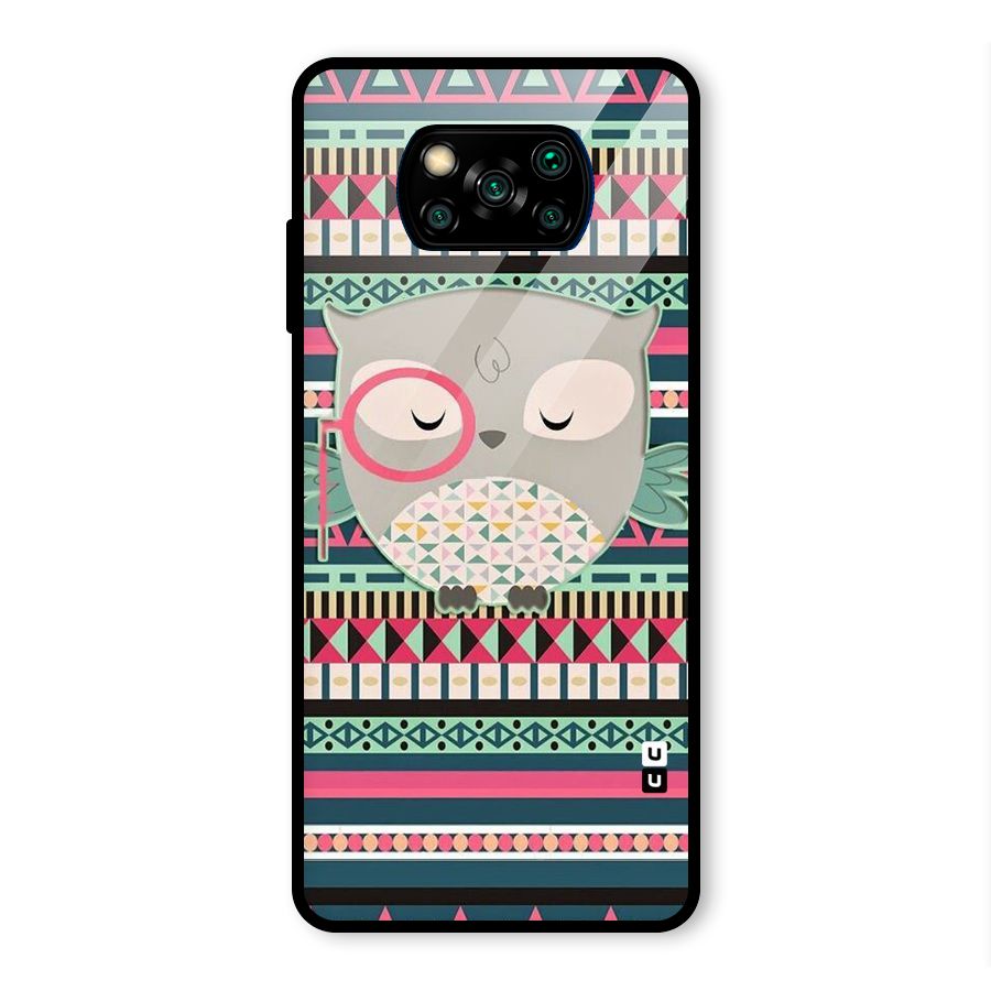 Owl Cute Pattern Glass Back Case for Poco X3 Pro
