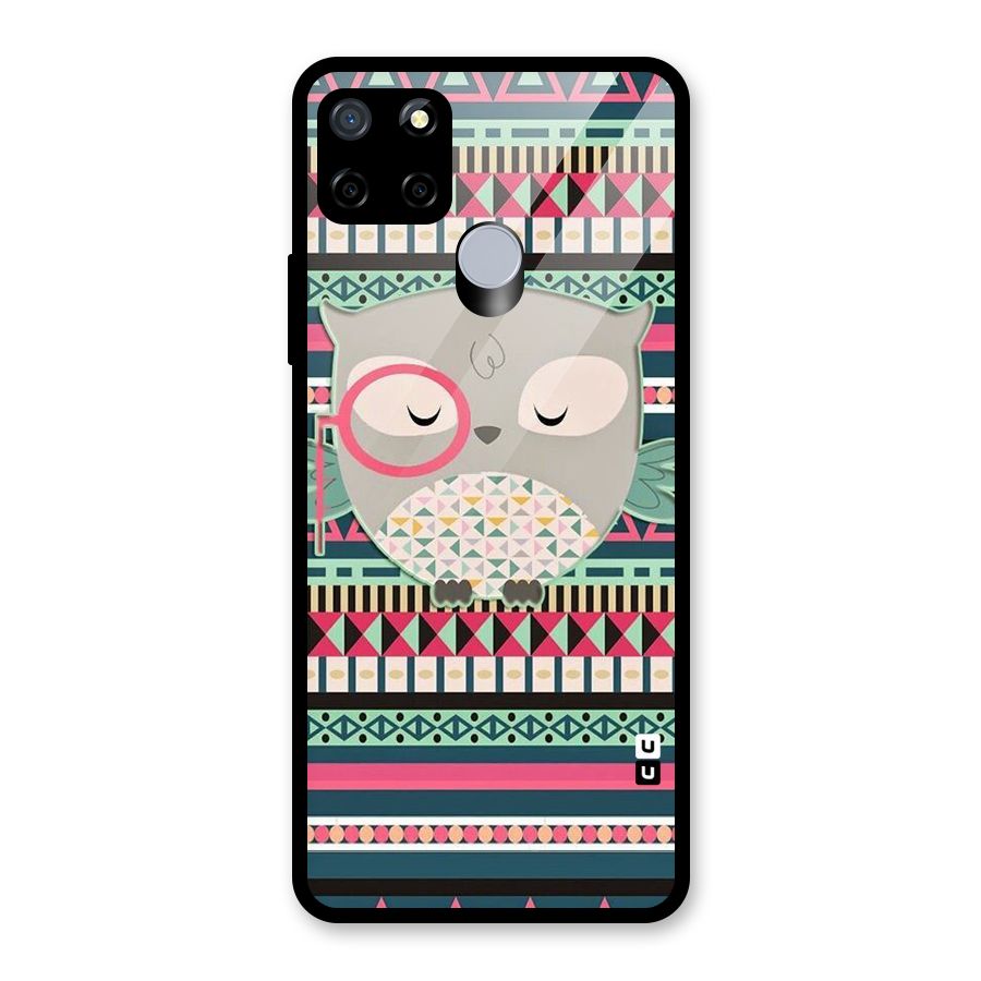 Owl Cute Pattern Glass Back Case for Realme C12
