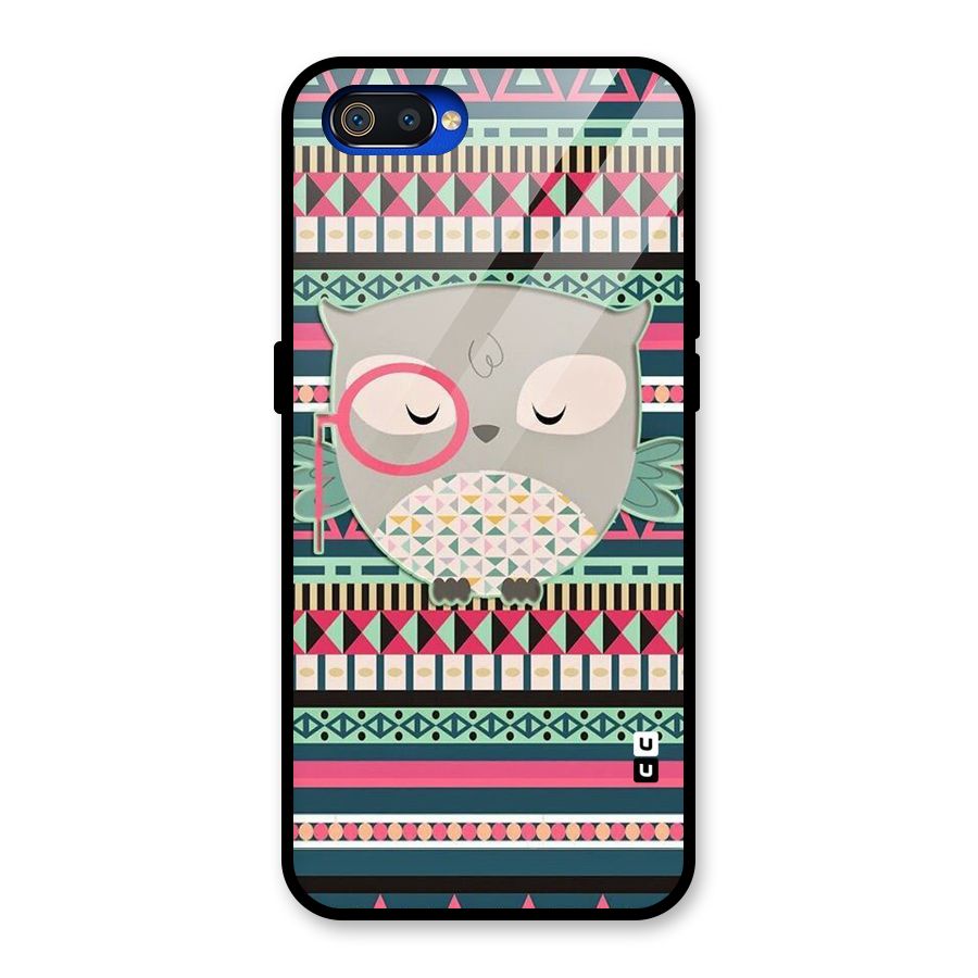 Owl Cute Pattern Glass Back Case for Realme C2