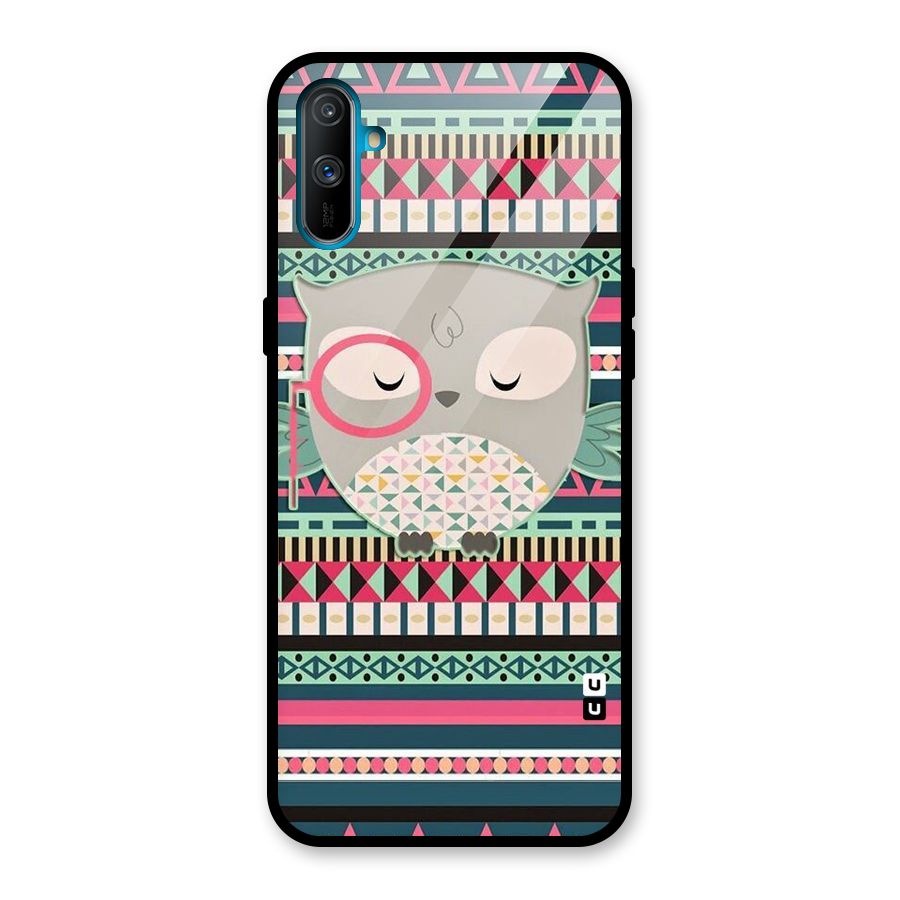 Owl Cute Pattern Glass Back Case for Realme C3