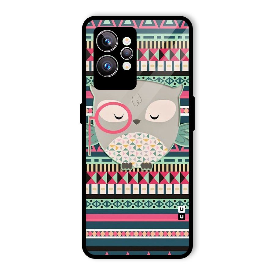 Owl Cute Pattern Glass Back Case for Realme GT2 Pro