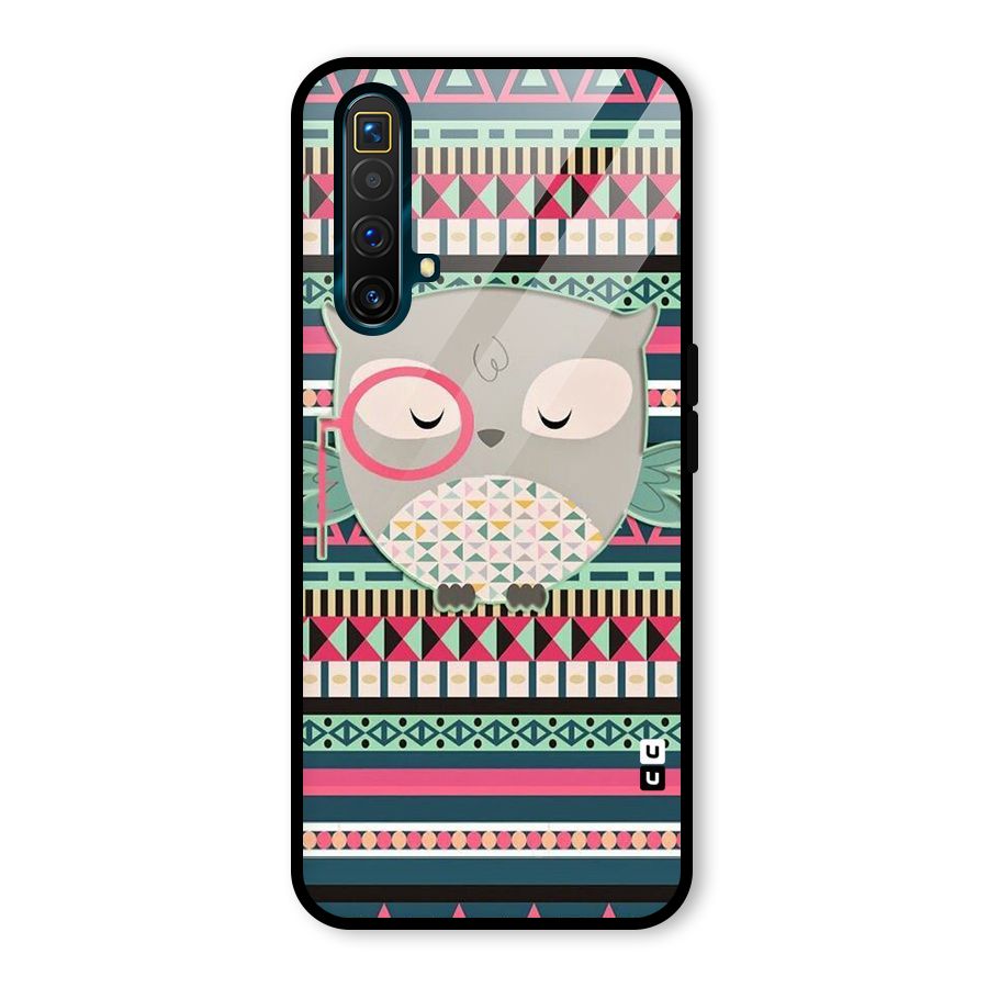 Owl Cute Pattern Glass Back Case for Realme X3