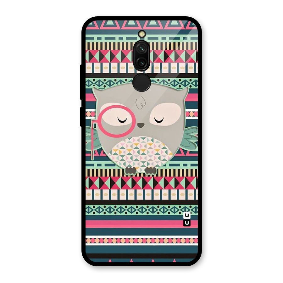 Owl Cute Pattern Glass Back Case for Redmi 8