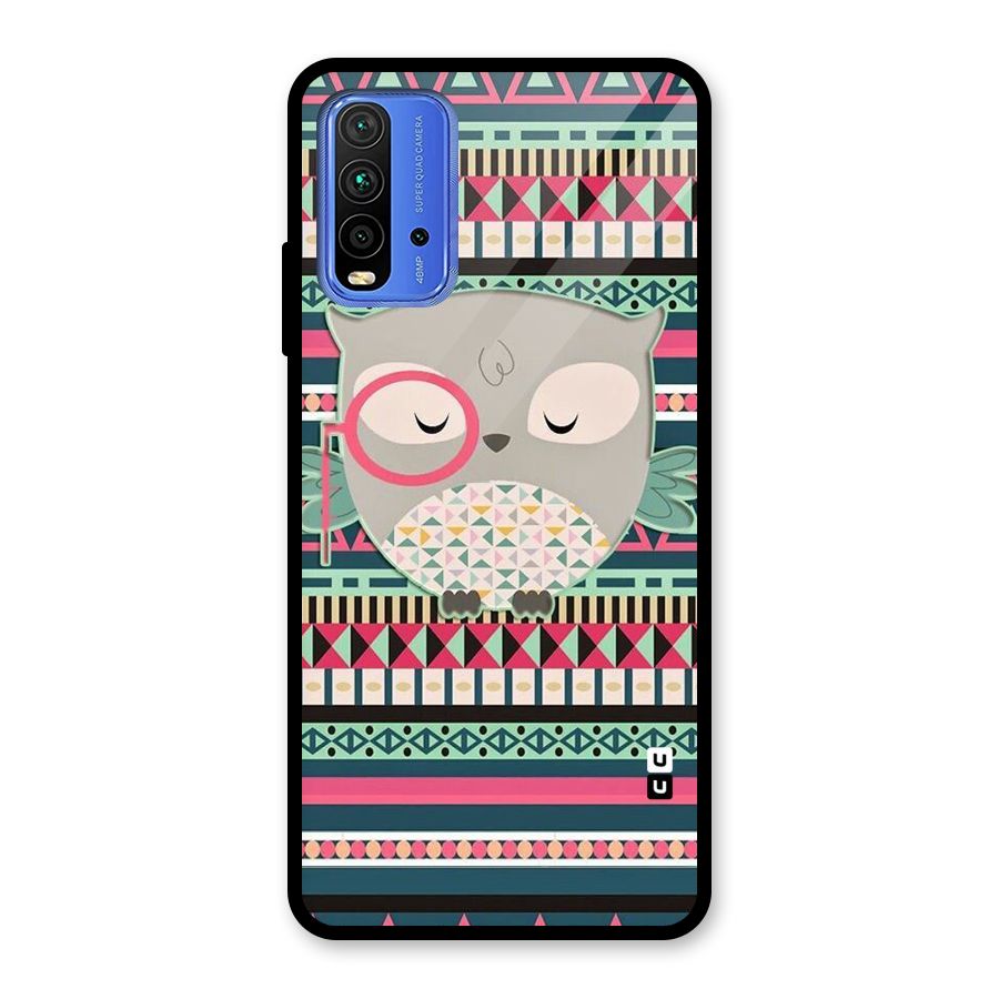 Owl Cute Pattern Glass Back Case for Redmi 9 Power