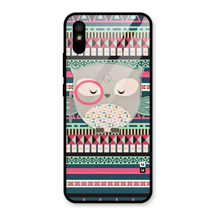 Owl Cute Pattern Glass Back Case for Redmi 9i