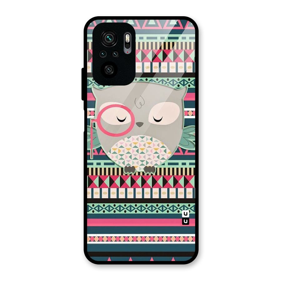 Owl Cute Pattern Glass Back Case for Redmi Note 10S