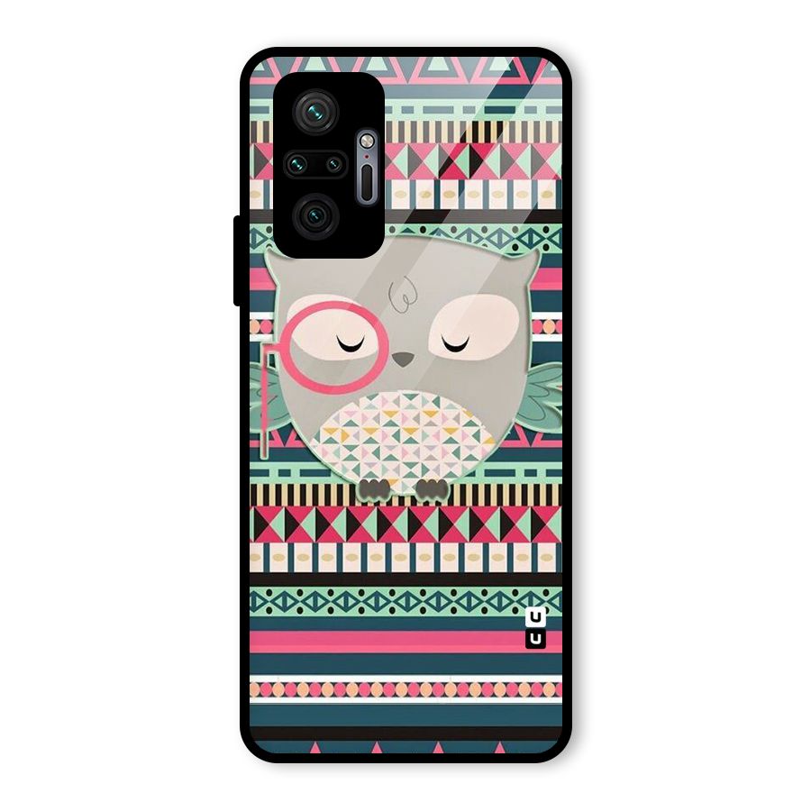 Owl Cute Pattern Glass Back Case for Redmi Note 10 Pro