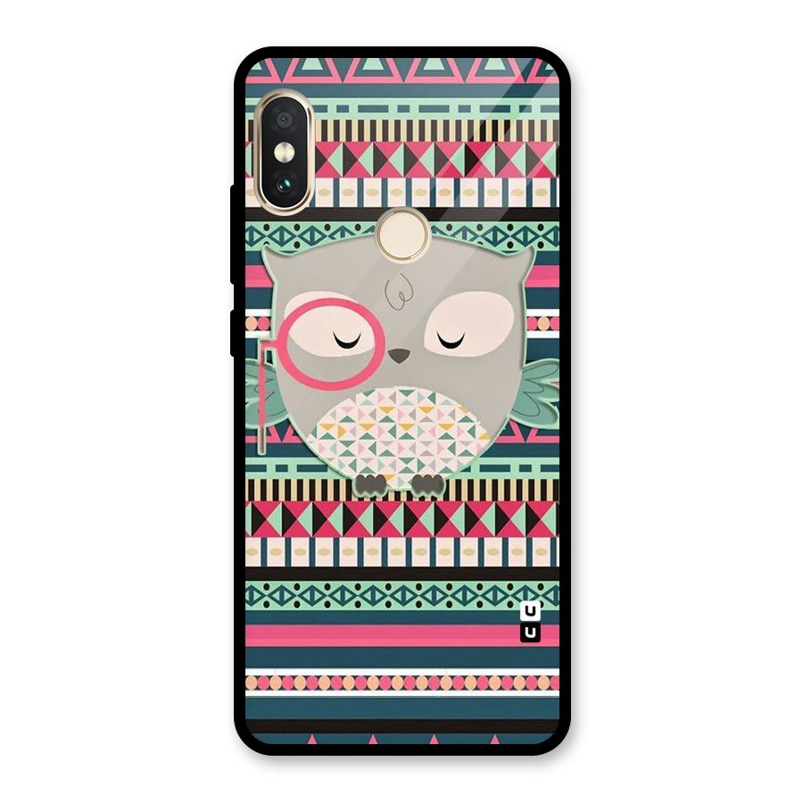 Owl Cute Pattern Glass Back Case for Redmi Note 5 Pro
