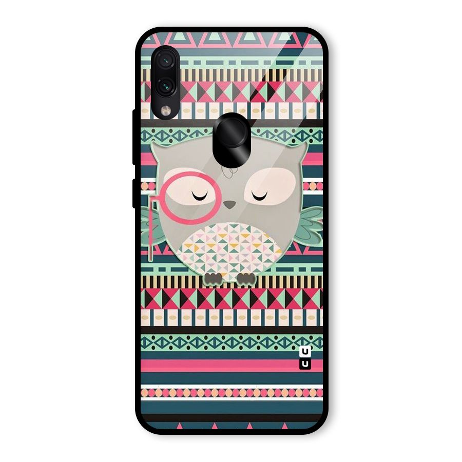 Owl Cute Pattern Glass Back Case for Redmi Note 7 Pro
