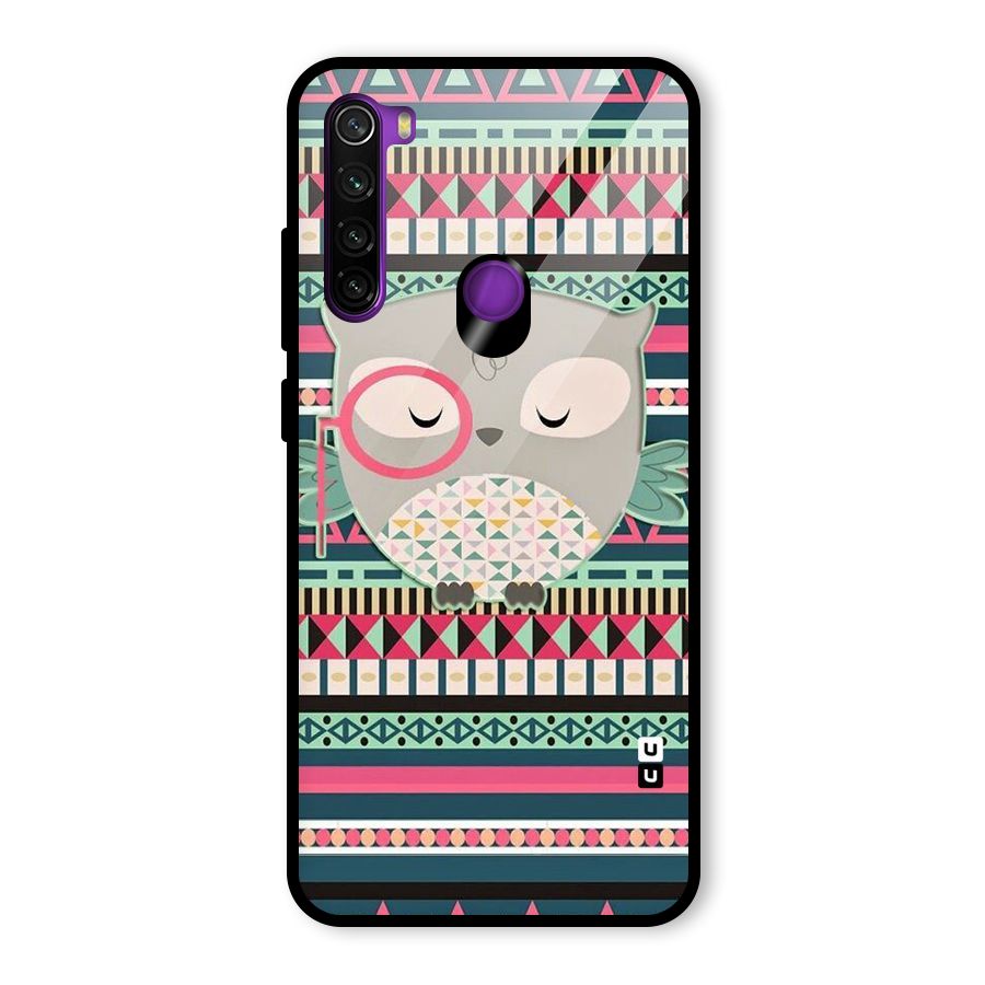 Owl Cute Pattern Glass Back Case for Redmi Note 8