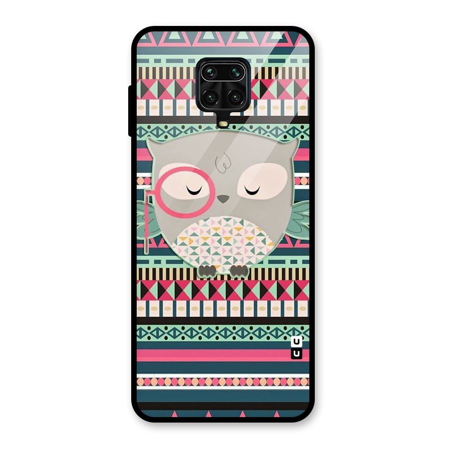 Owl Cute Pattern Glass Back Case for Redmi Note 9 Pro