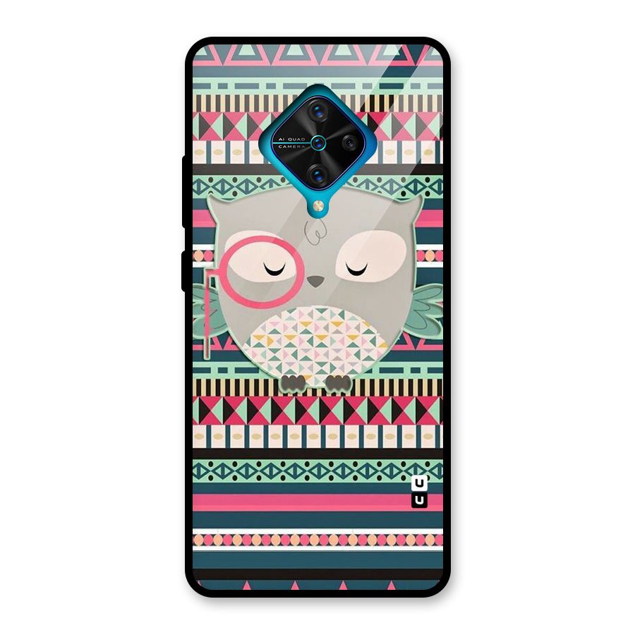 Owl Cute Pattern Glass Back Case for Vivo S1 Pro