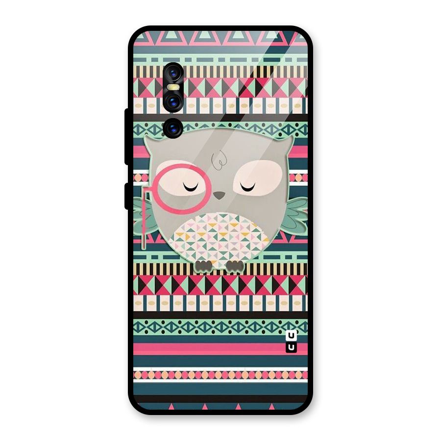 Owl Cute Pattern Glass Back Case for Vivo V15 Pro