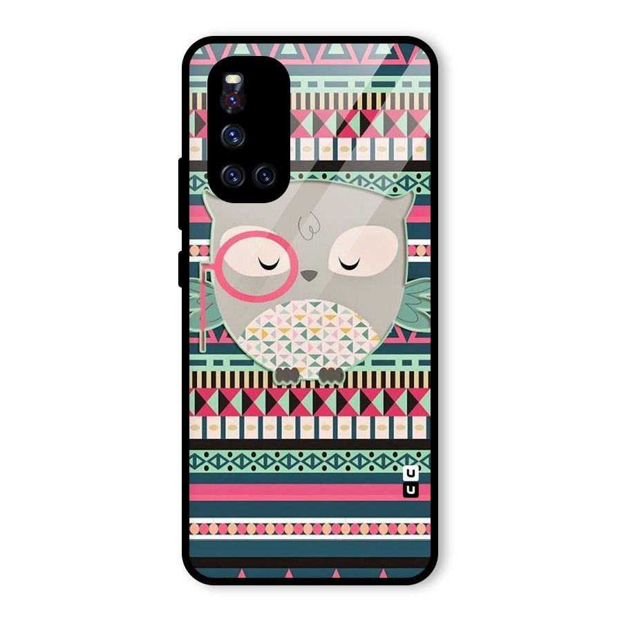 Owl Cute Pattern Glass Back Case for Vivo V19