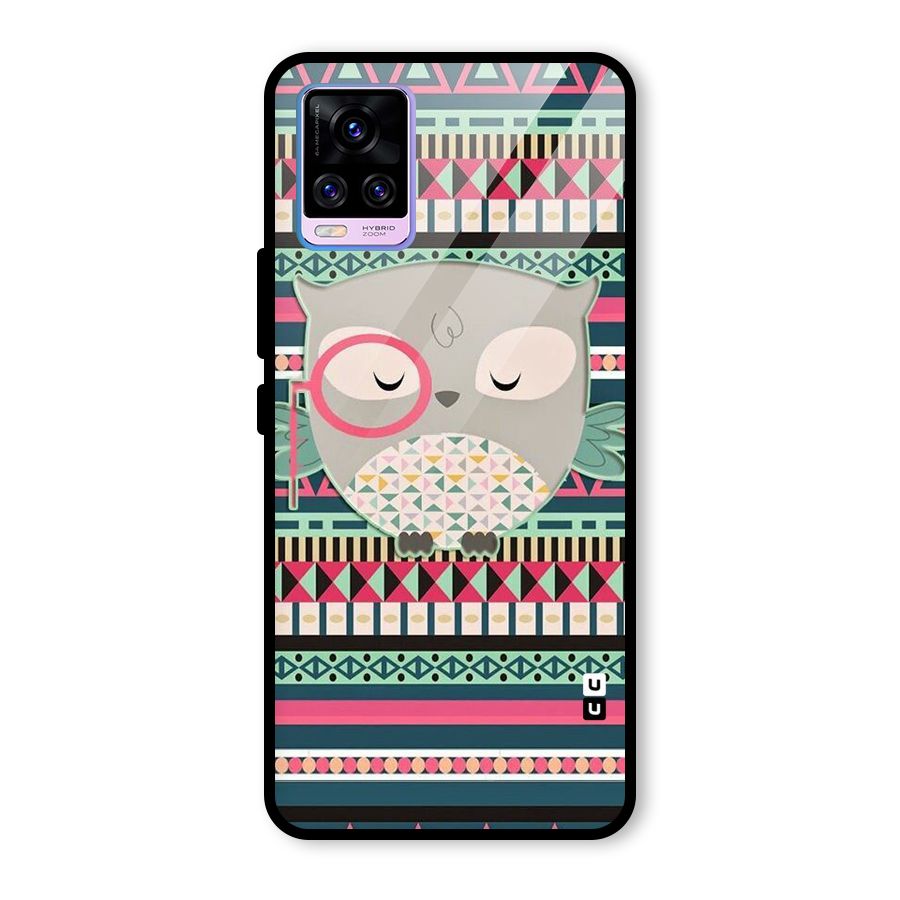Owl Cute Pattern Glass Back Case for Vivo V20 Pro