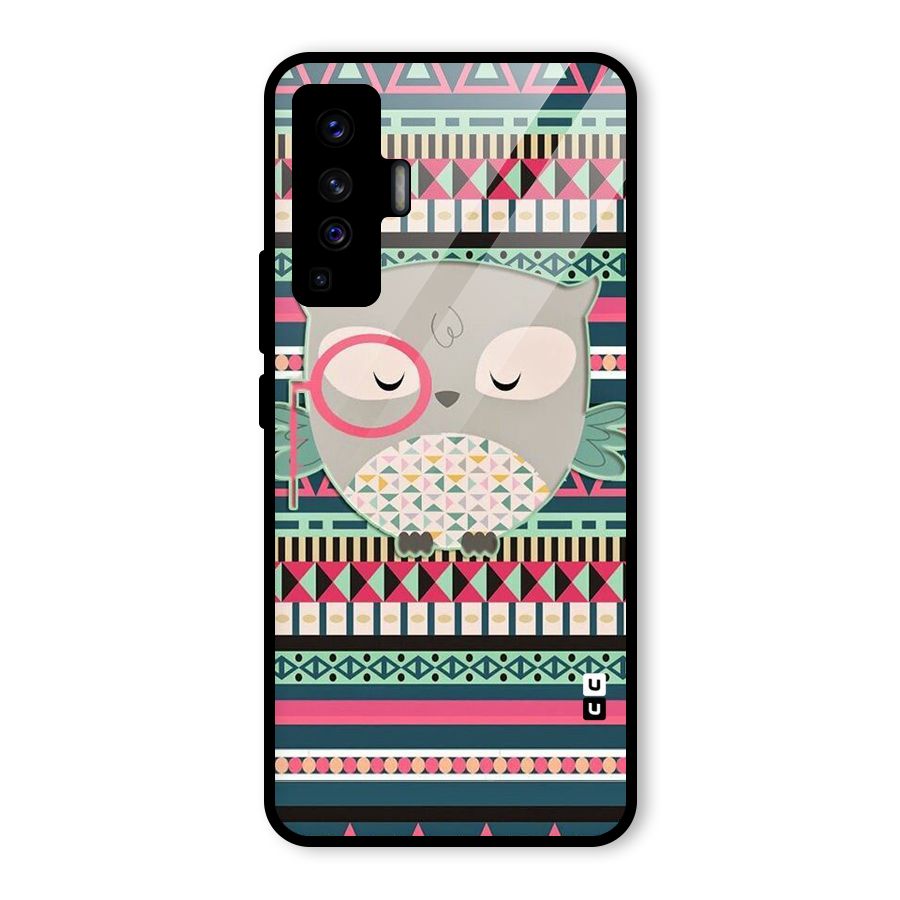 Owl Cute Pattern Glass Back Case for Vivo X50