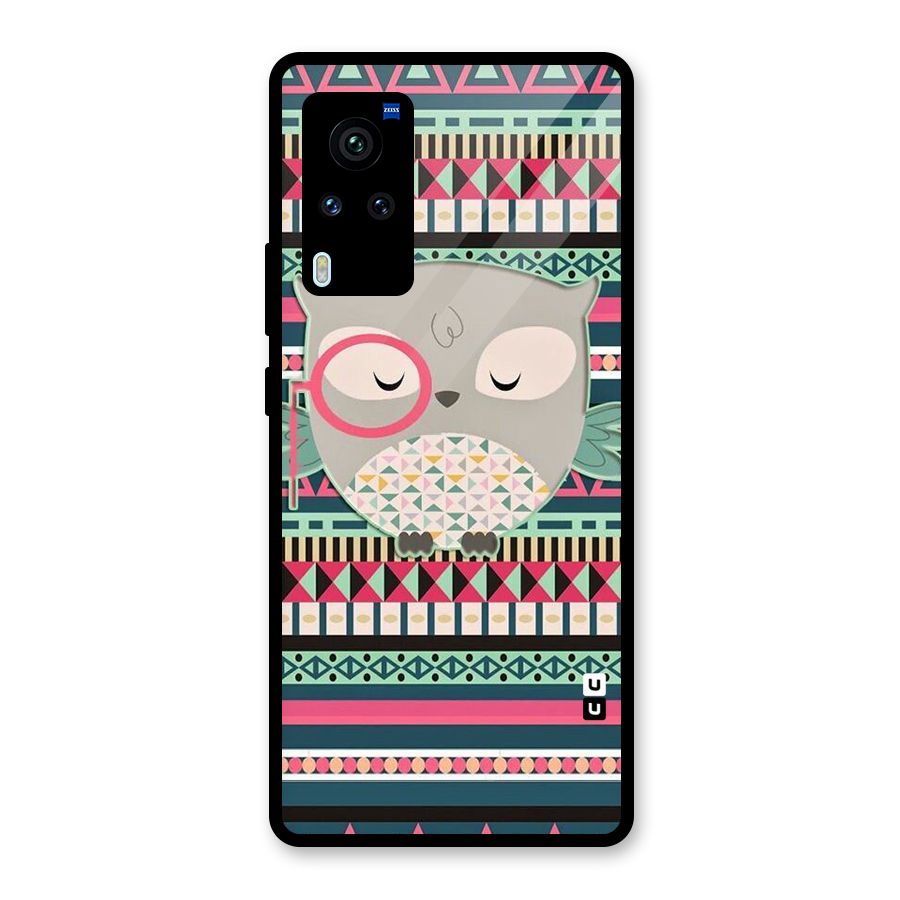 Owl Cute Pattern Glass Back Case for Vivo X60 Pro