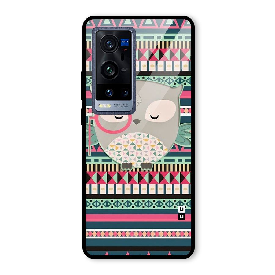 Owl Cute Pattern Glass Back Case for Vivo X60 Pro Plus