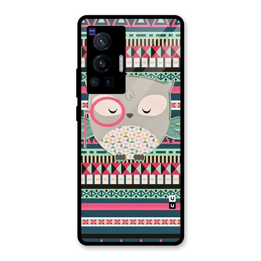 Owl Cute Pattern Glass Back Case for Vivo X70 Pro