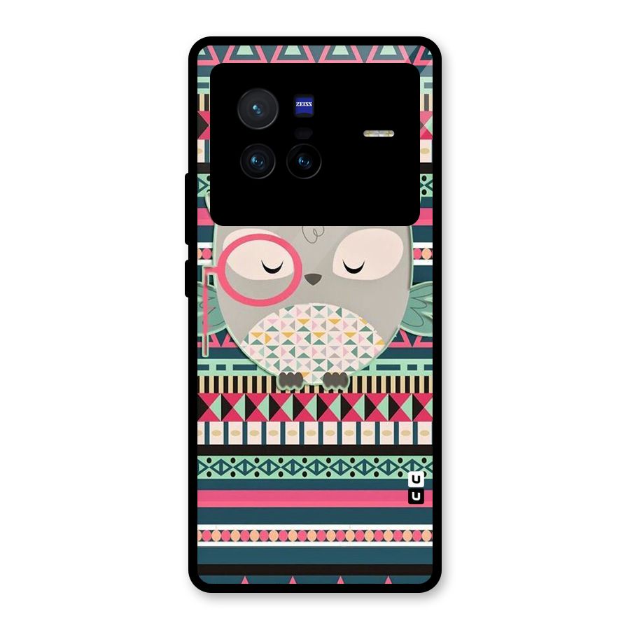 Owl Cute Pattern Glass Back Case for Vivo X80