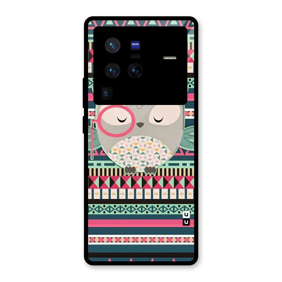 Owl Cute Pattern Glass Back Case for Vivo X80 Pro