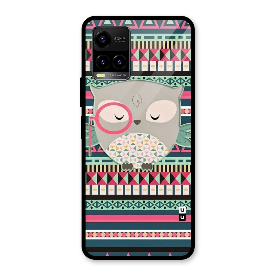 Owl Cute Pattern Glass Back Case for Vivo Y21T