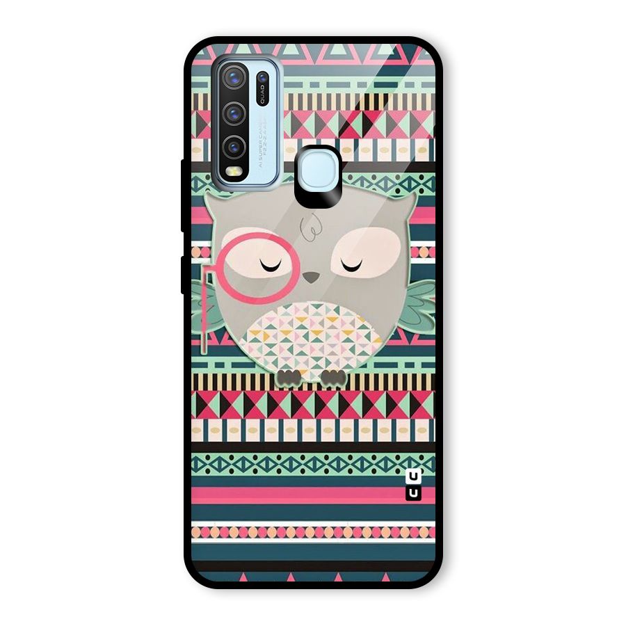 Owl Cute Pattern Glass Back Case for Vivo Y50