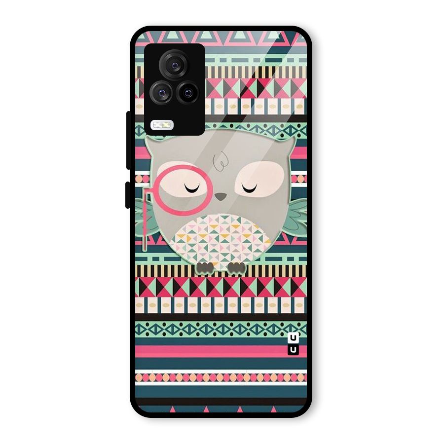 Owl Cute Pattern Glass Back Case for Vivo iQOO 7 Legend 5G