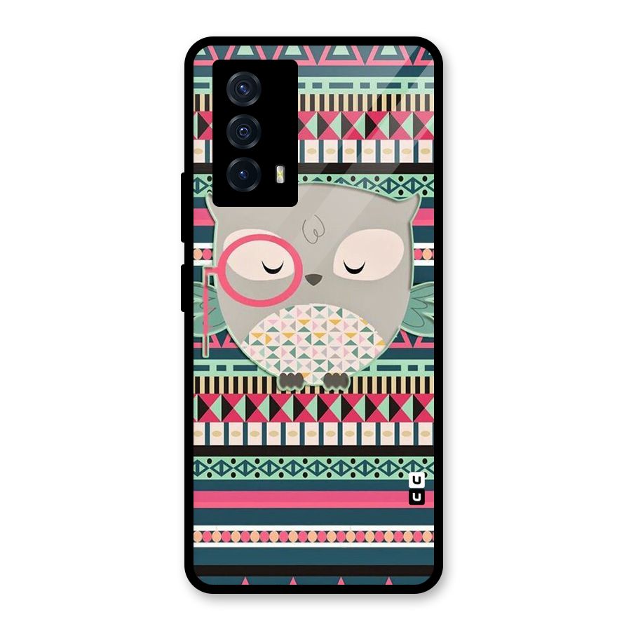 Owl Cute Pattern Glass Back Case for Vivo iQOO Z5