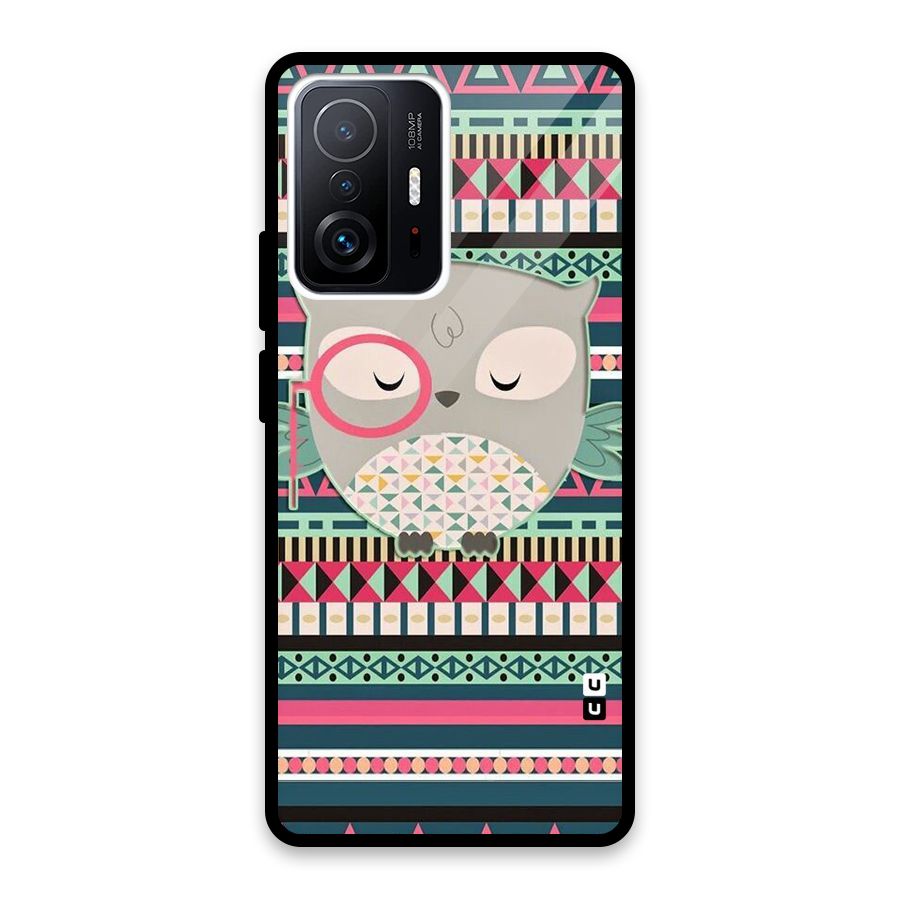 Owl Cute Pattern Glass Back Case for Xiaomi 11T Pro
