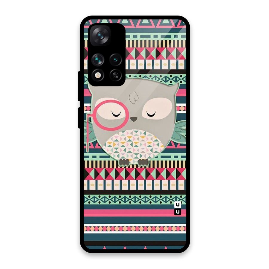 Owl Cute Pattern Glass Back Case for Xiaomi 11i HyperCharge 5G