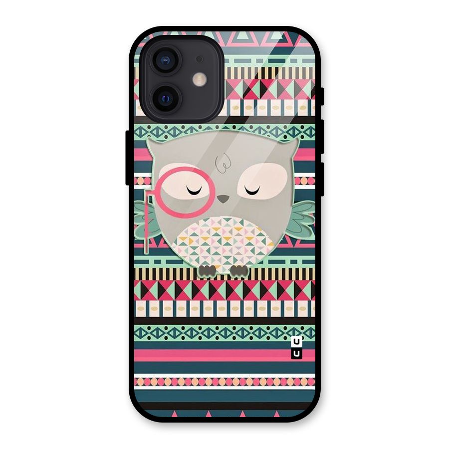 Owl Cute Pattern Glass Back Case for iPhone 12
