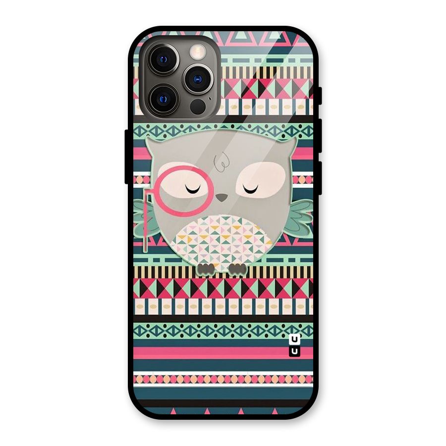Owl Cute Pattern Glass Back Case for iPhone 12 Pro