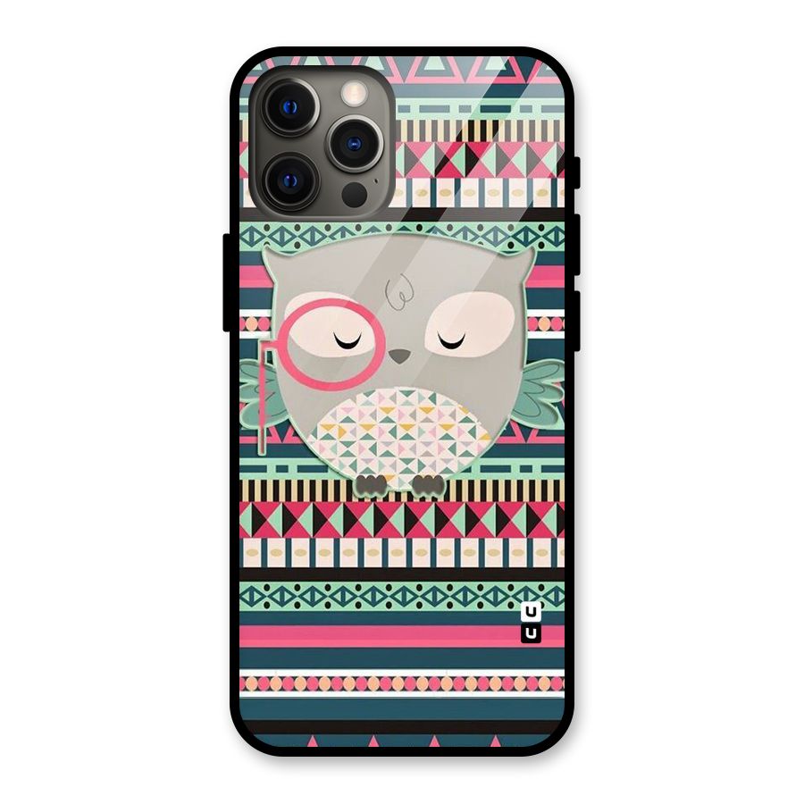 Owl Cute Pattern Glass Back Case for iPhone 12 Pro Max