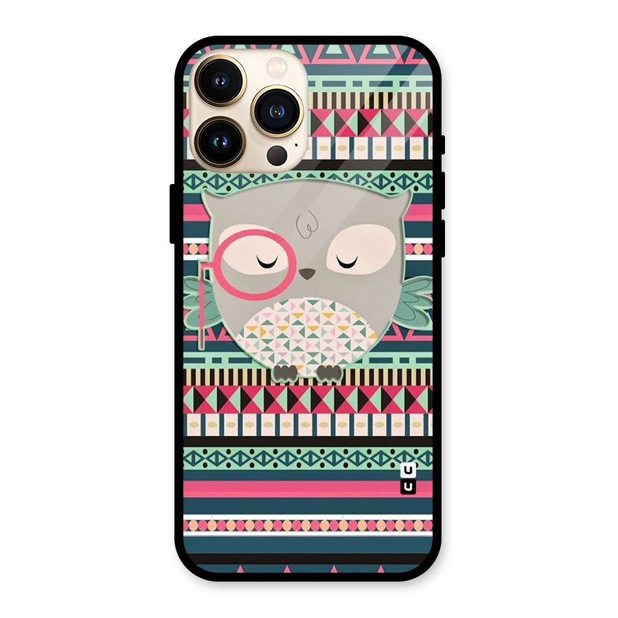 Owl Cute Pattern Glass Back Case for iPhone 13 Pro Max