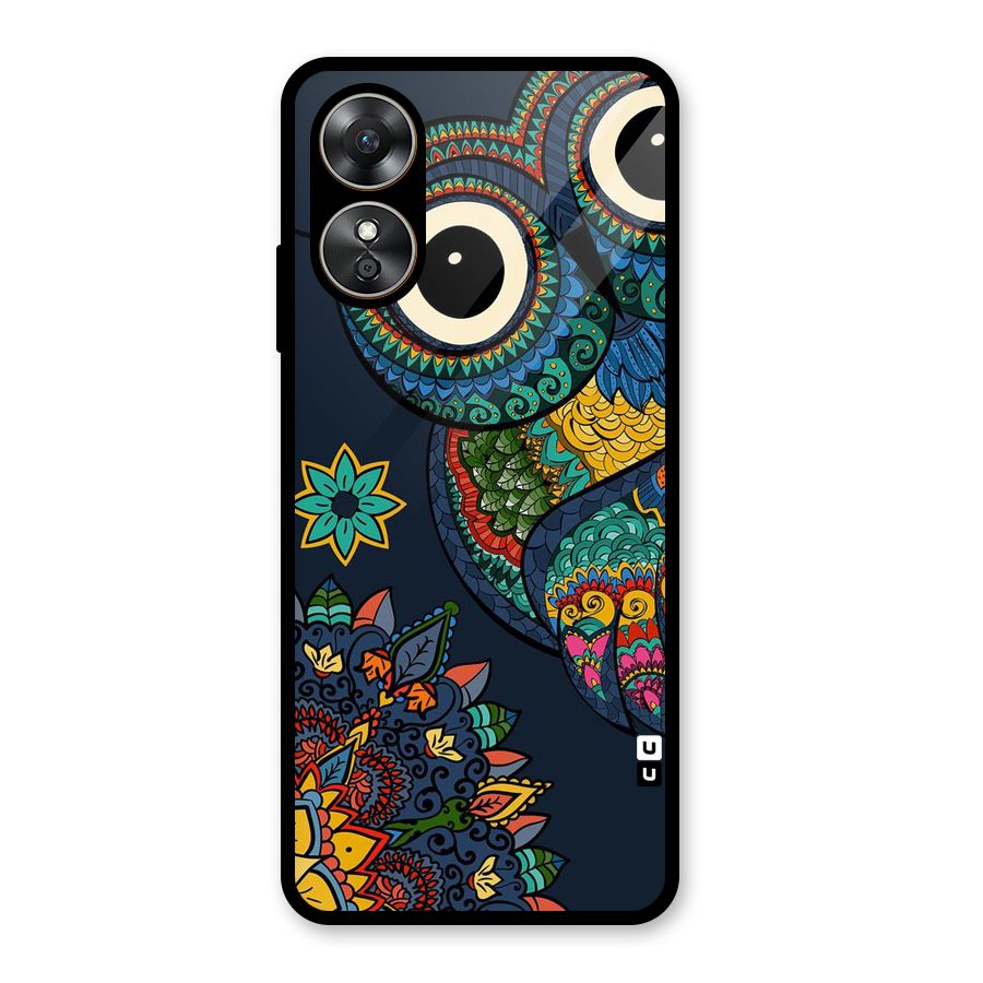 Owl Eyes Glass Back Case for Oppo A17