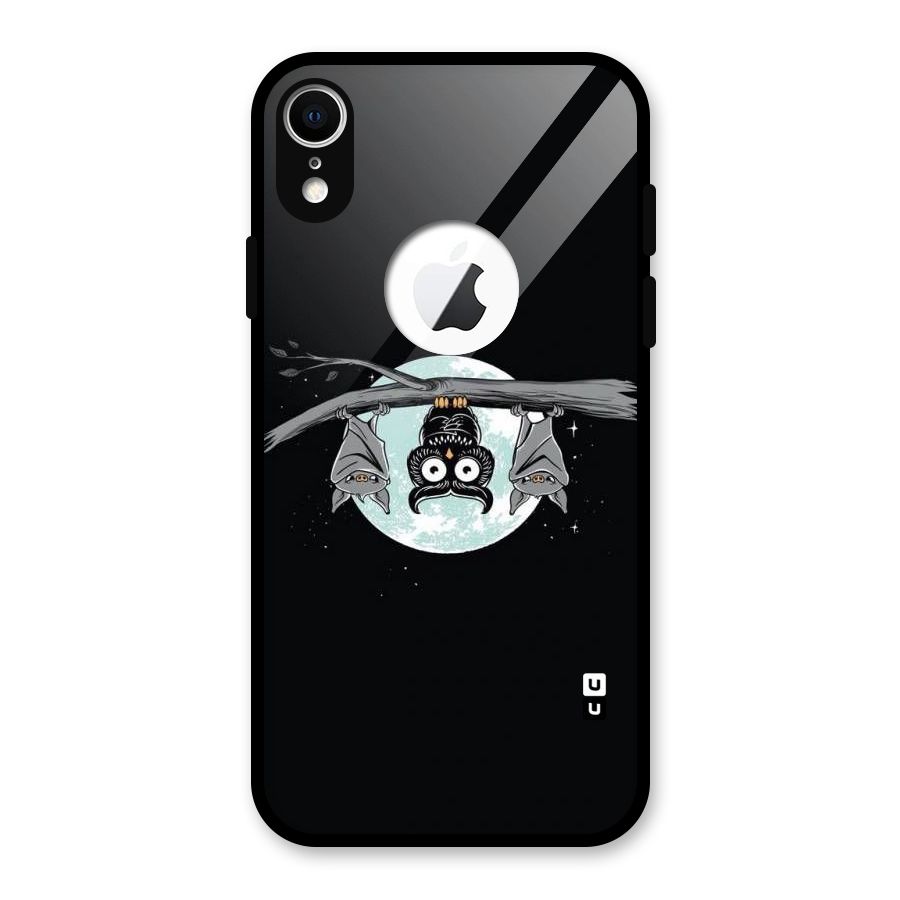 Owl Hanging Glass Back Case for iPhone XR Logo Cut