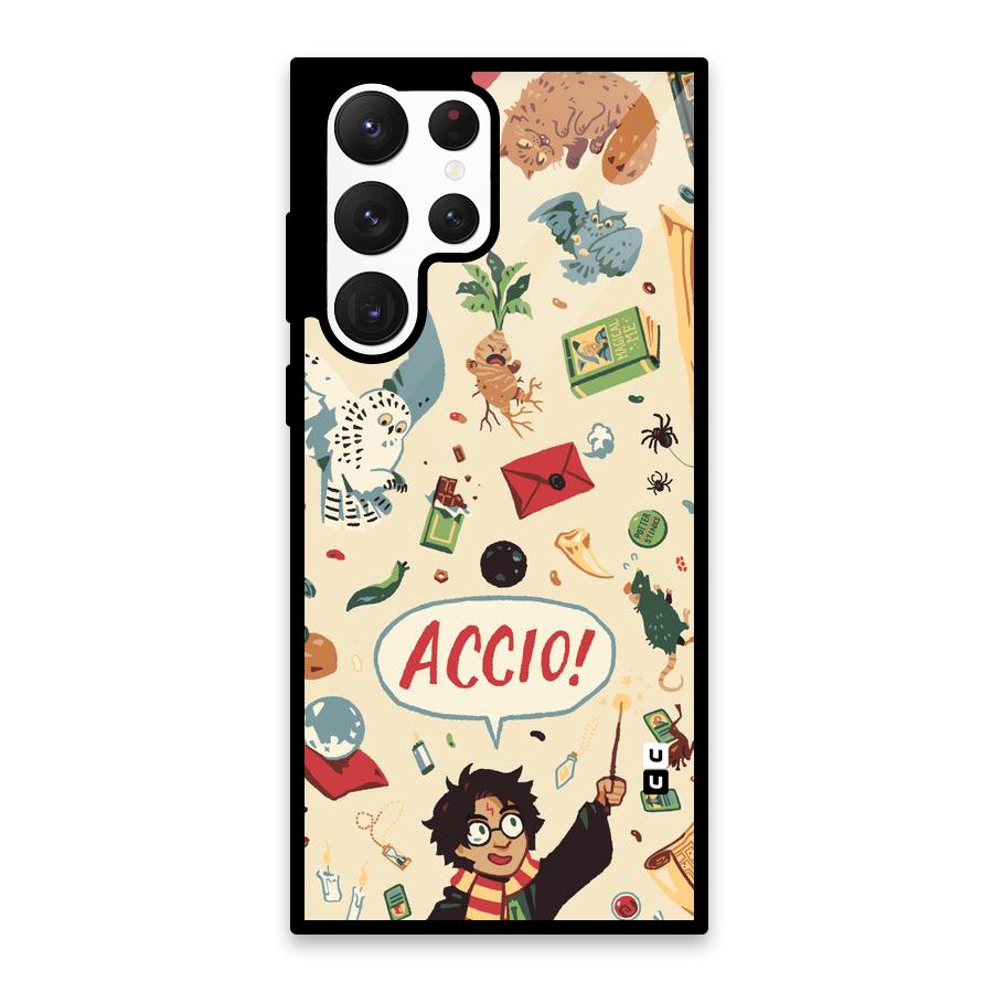 Owl Letter Glass Back Case for Galaxy S22 Ultra 5G