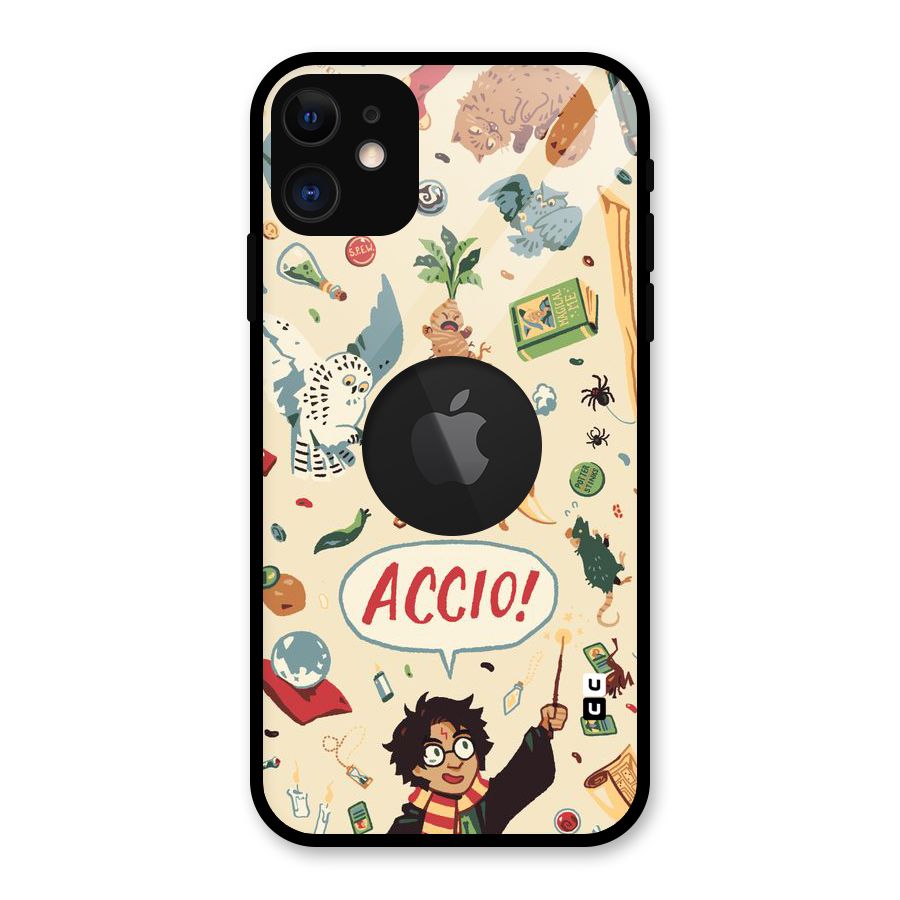 Owl Letter Glass Back Case for iPhone 11 Logo Cut