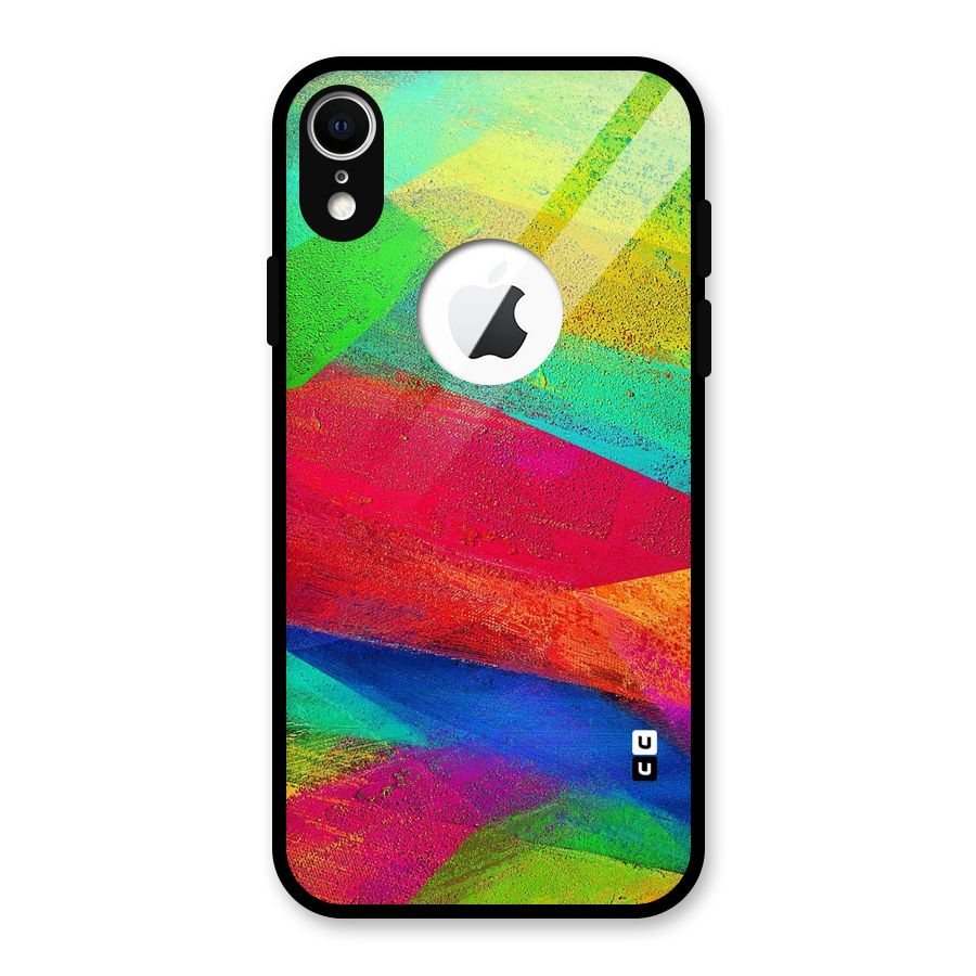 Paint Art Pattern Glass Back Case for iPhone XR Logo Cut