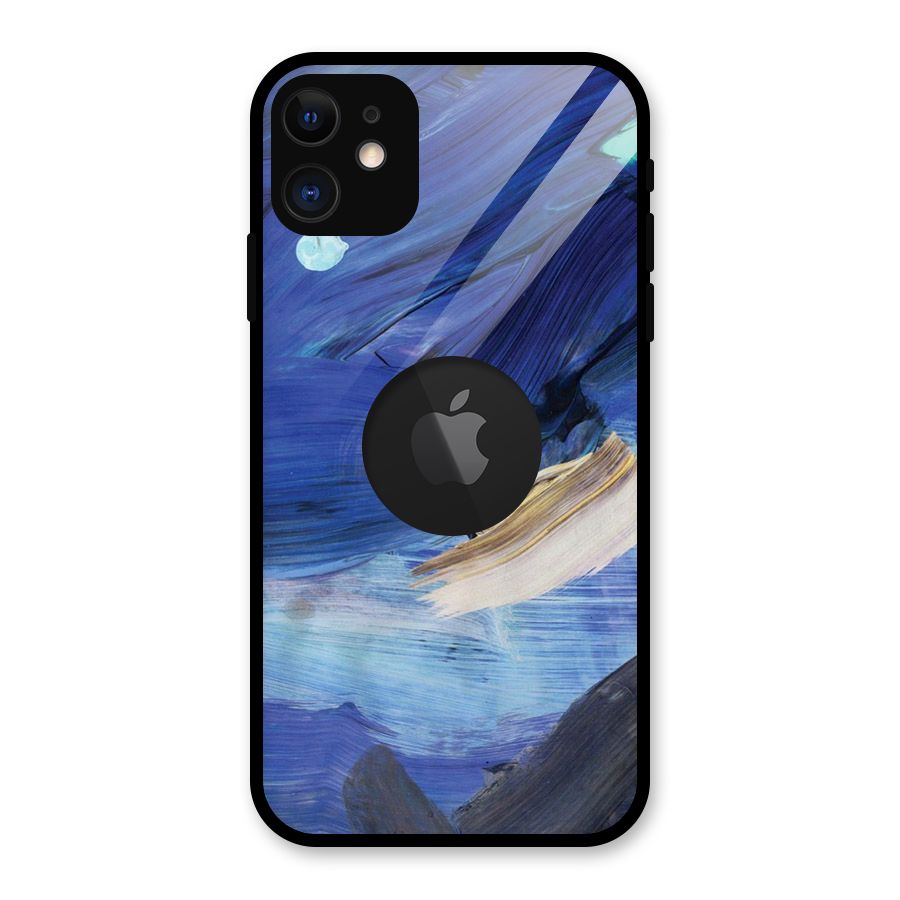 Paint Brush Strokes Glass Back Case for iPhone 11 Logo Cut
