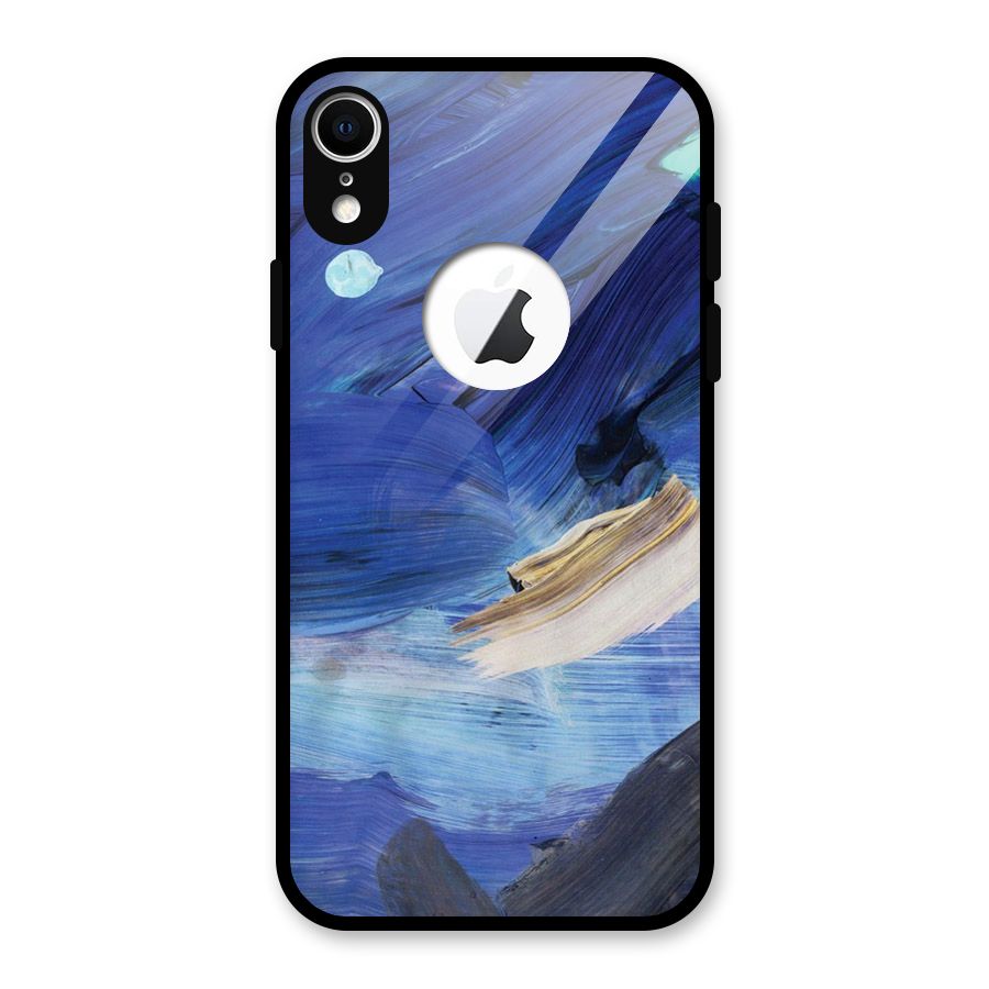 Paint Brush Strokes Glass Back Case for iPhone XR Logo Cut