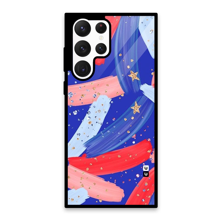 Paint Stars Glass Back Case for Galaxy S22 Ultra 5G