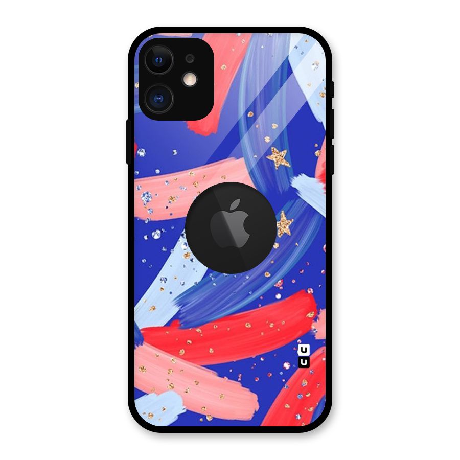 Paint Stars Glass Back Case for iPhone 11 Logo Cut