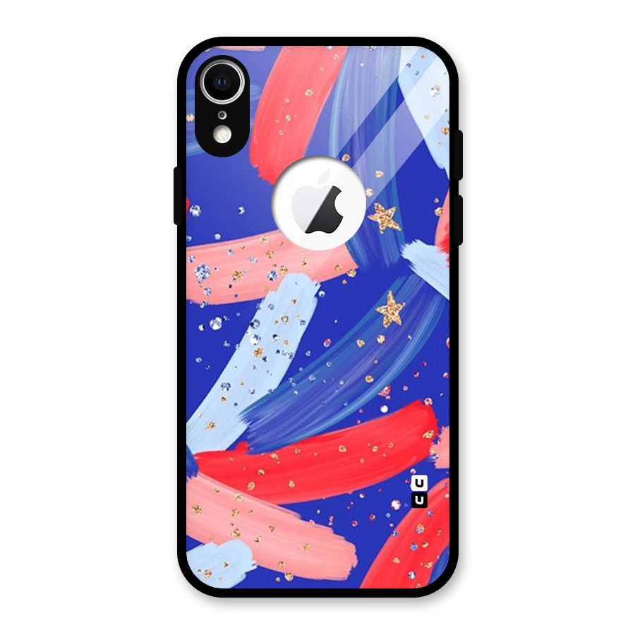 Paint Stars Glass Back Case for iPhone XR Logo Cut