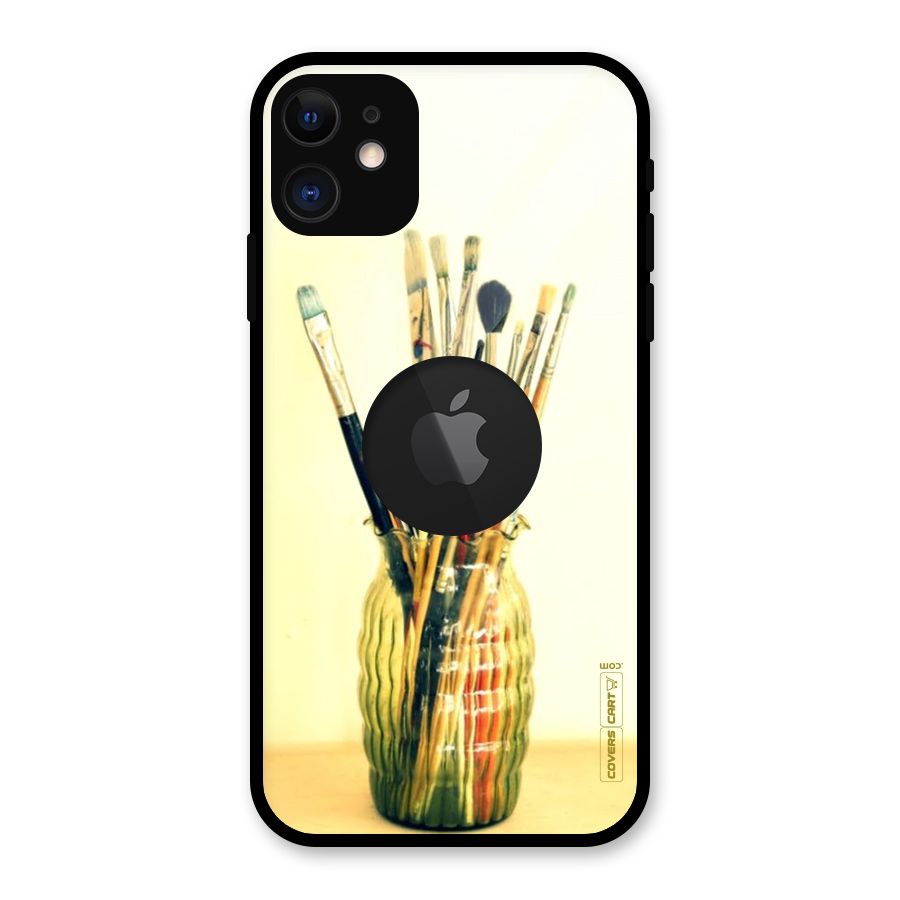 Paint Vass Glass Back Case for iPhone 11 Logo Cut