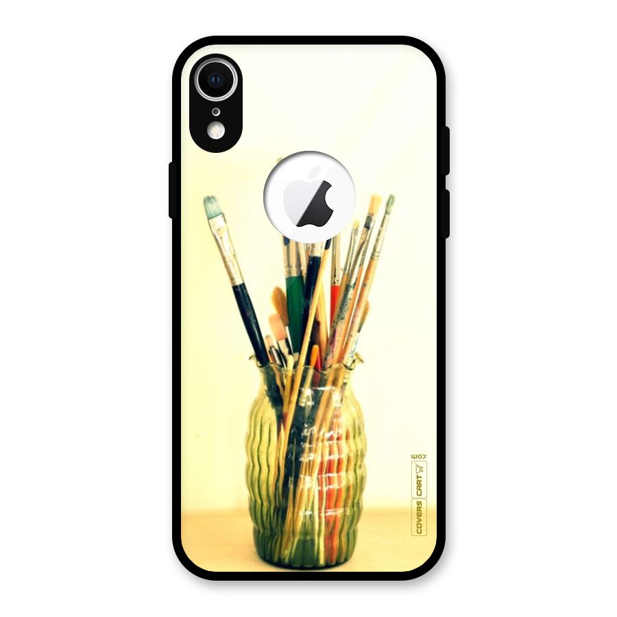 Paint Vass Glass Back Case for iPhone XR Logo Cut